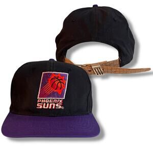 Vtg 90s PHOENIX SUNS Strapback Hat Cap Black Purple AJD NBA Basketball HipHop